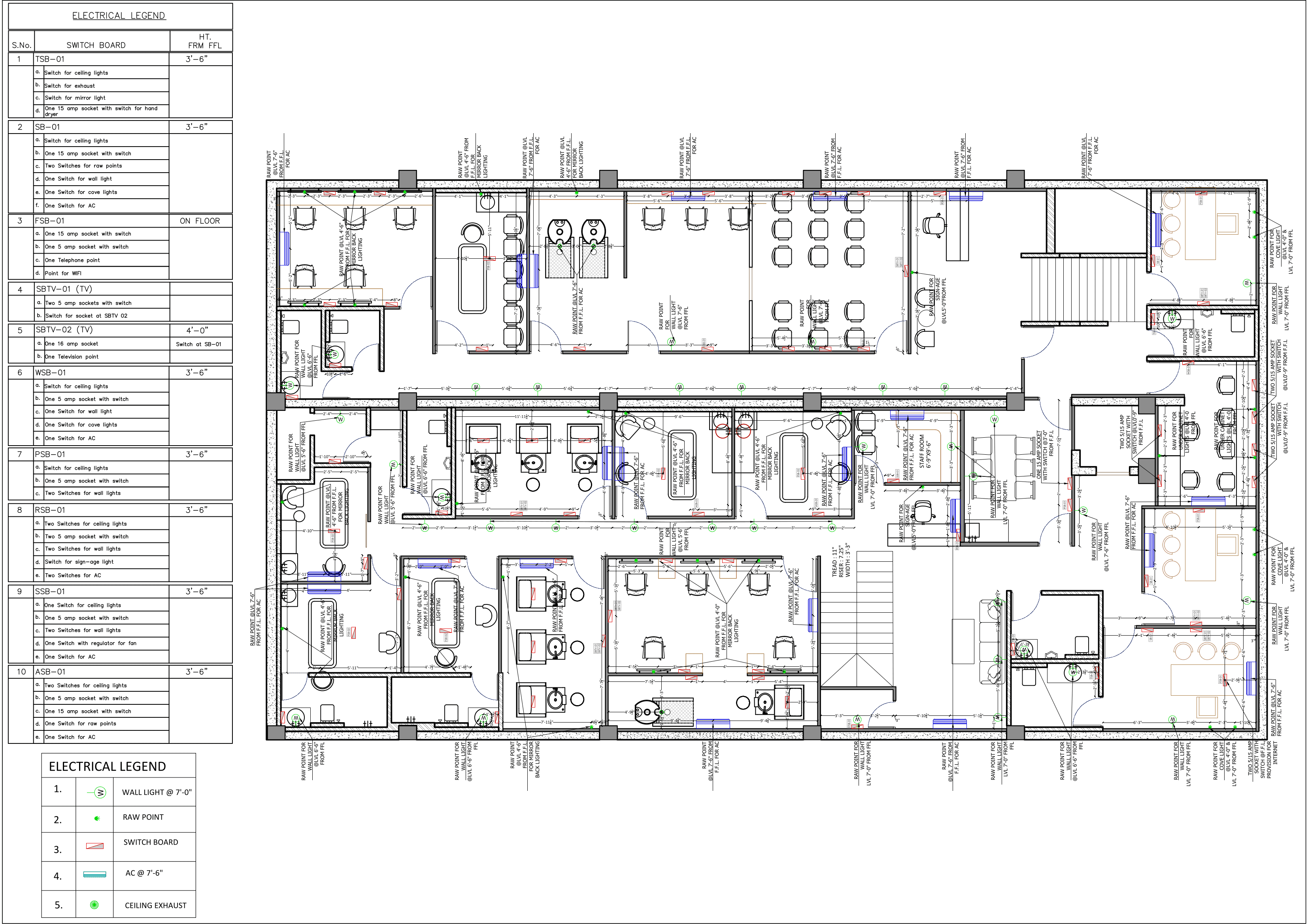 Wall electrical layout