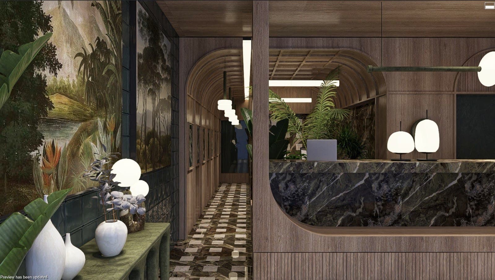 Hallway to reception