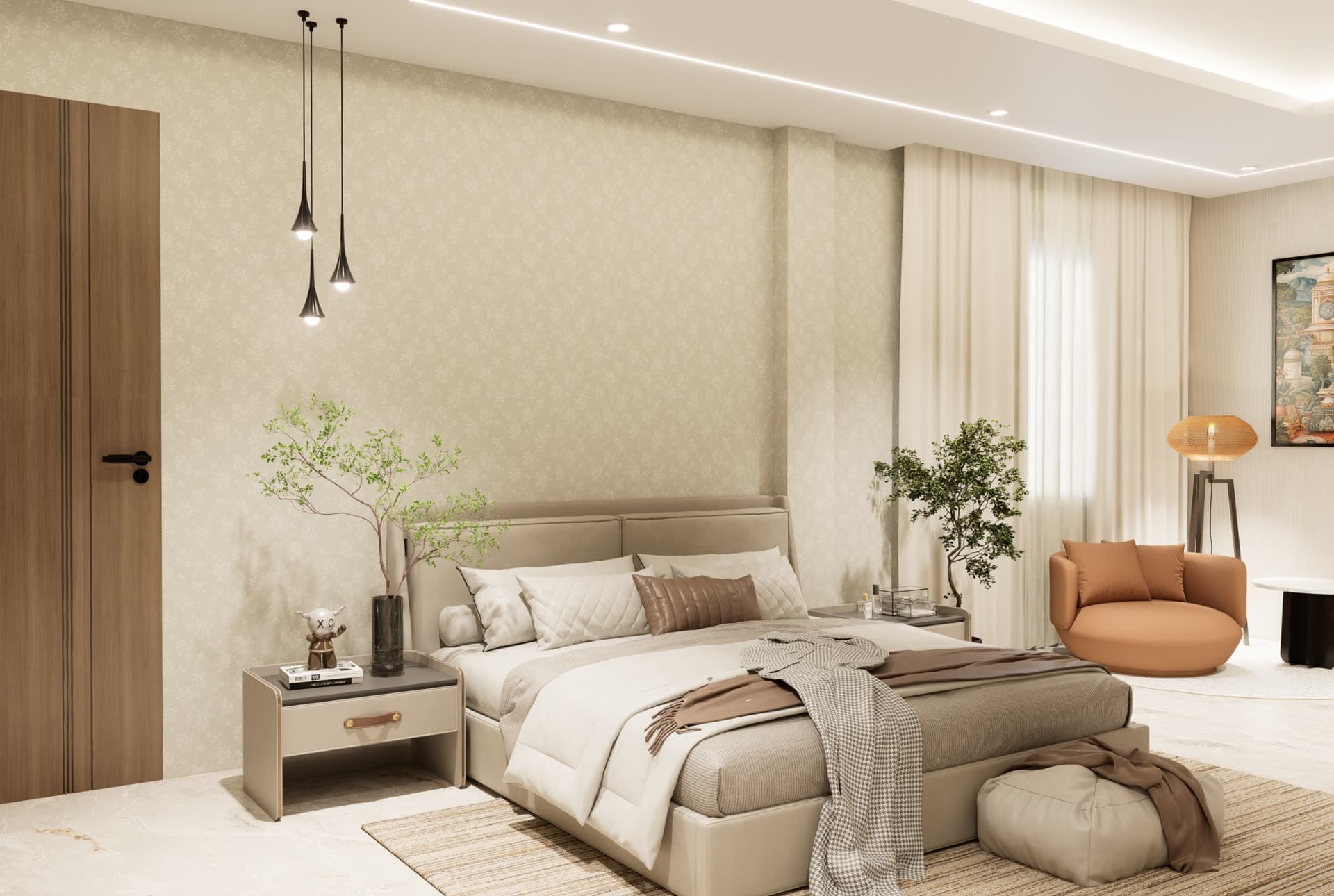 Master bedroom - wallpaper + lounge
