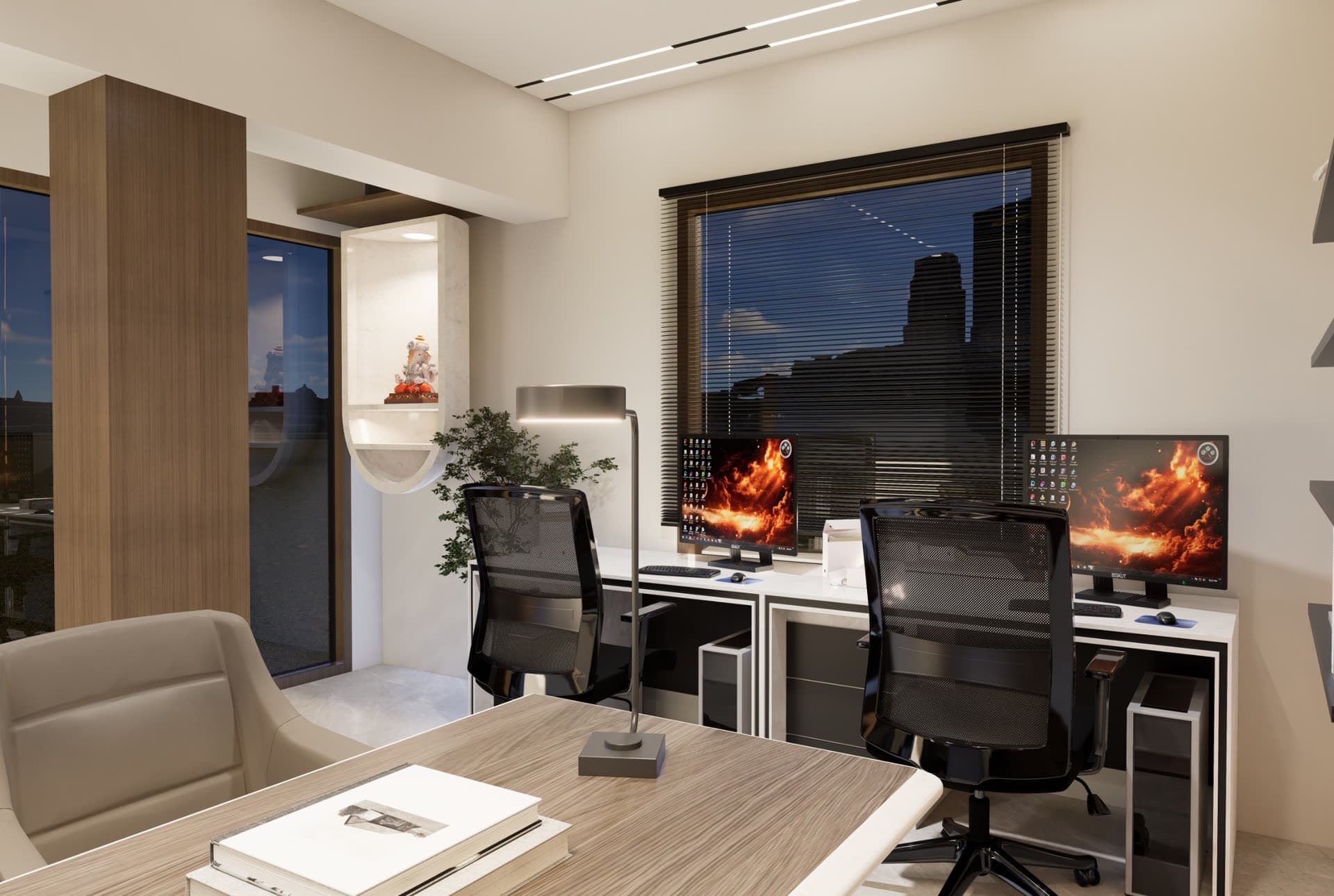 Workstations at the window